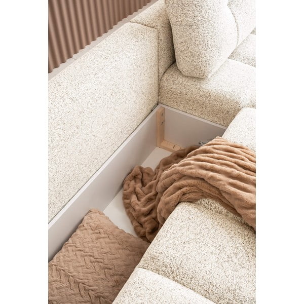 Krémszínű kinyitható tárolóhelyes moduláris sarokkanapé (jobb oldali) Lulu – Miuform-image-3