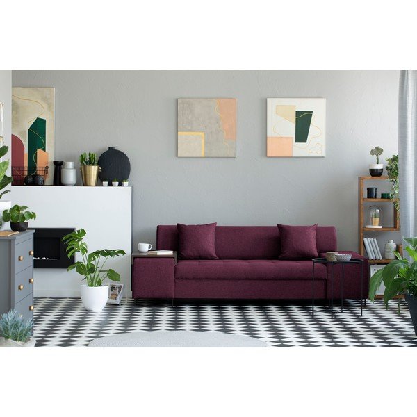 Orlando lila kanapé, fekete lábakkal, 220 cm - Cosmopolitan Design-image-1
