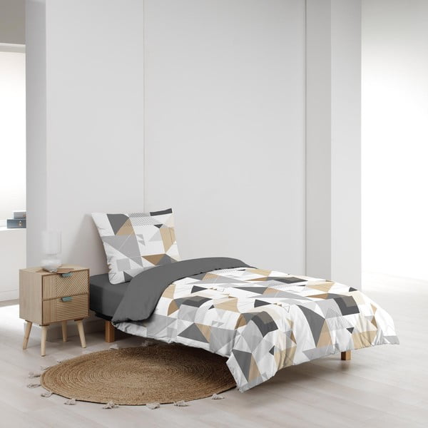 Fehér-szürke egyszemélyes mikroszálas ágyneműhuzat 140x200 cm Trigone – douceur d'intérieur-image-2