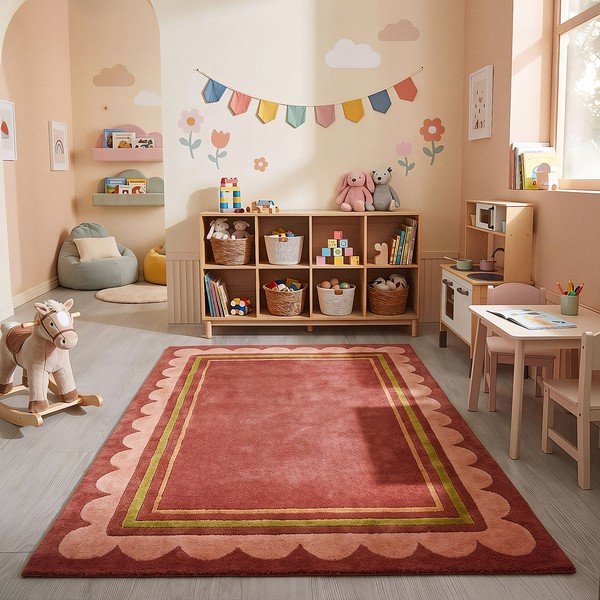 Borvörös kézi szövésű gyapjú szőnyeg 160x230 cm Lois – Flair Rugs-image-2