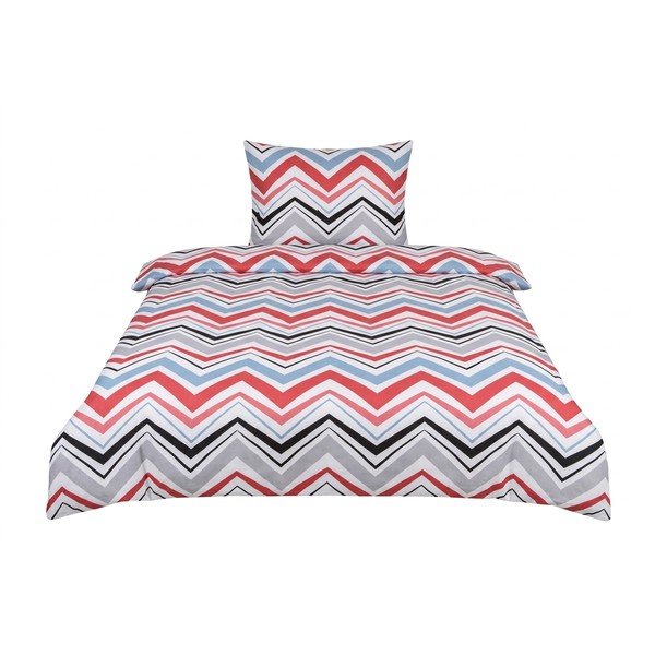 Kék-szürke egyszemélyes háromrészes pamut-szatén ágyneműhuzat 140x200 cm Marina – JAHU collections