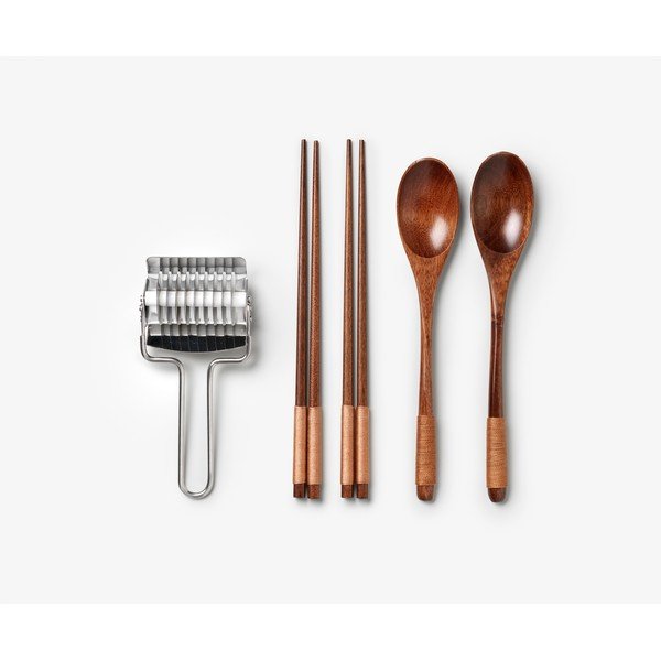 Kék rozsdamentes acél-bambusz kétszemélyes evőpálcika szett The Essentials - Ramen Tools – Printworks-image-3