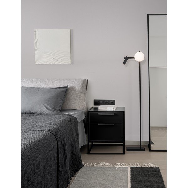 Fehér-fekete fém LED állólámpa hajlítható szerkezettel üveg búrával (magasság 150 cm) Joline – Nova Luce-image-2