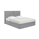 Szürke kárpitozott ágyneműtartós franciaágy ágyráccsal 160x200 cm Thessa Bold – Bonami Selection
