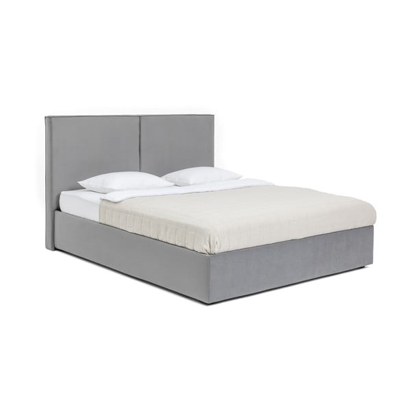 Szürke kárpitozott ágyneműtartós franciaágy matraccal, ágyráccsal 160x200 cm Thessa Bold – Bonami Selection-image-3