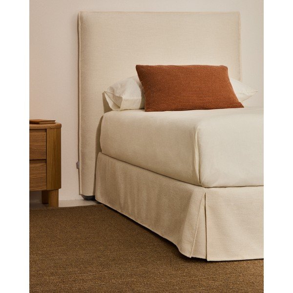 Fehér kárpitozott egyszemélyes ágy ágytámla nélkül 90x200 cm Jaira – Kave Home-image-1