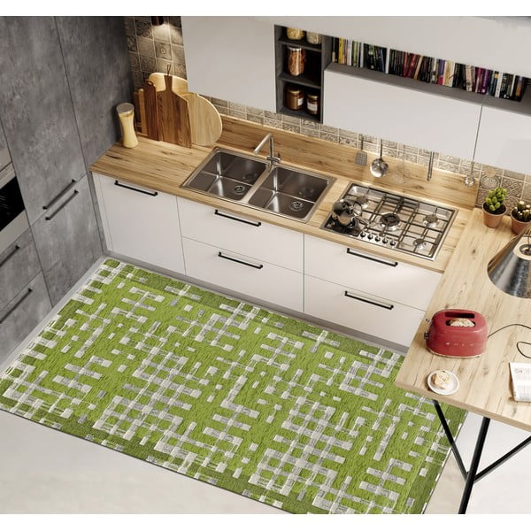 Zöld mosható futószőnyeg 55x115 cm Dama Verde – Floorita-image-1