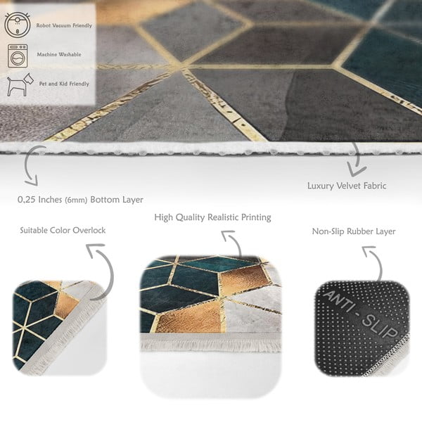 Fehér-petróleumkék mosható szőnyeg 160x230 cm – Mila Home-image-3