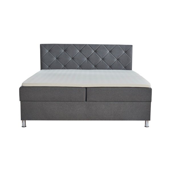 Sötétszürke boxspring ágy tárolóhellyel 180x200 cm Leo - Meise Möbel-image-2