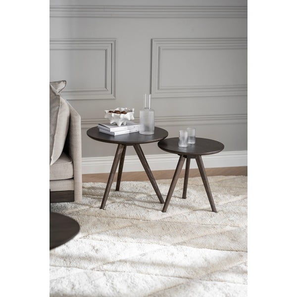 Tölgyfa kerek tárolóasztal szett 2 db-os ø 50 cm Yumi – Rowico-image-1