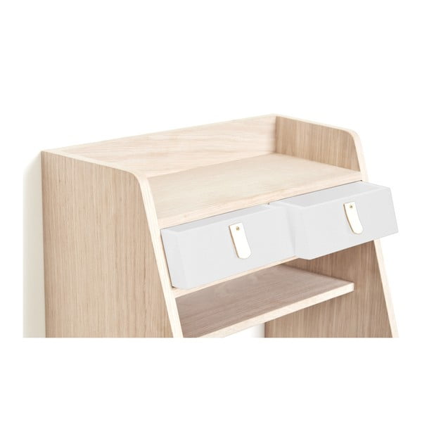 Suzon tölgyfamintás fali polc 2 fehér fiókkal - HARTÔ-image-4