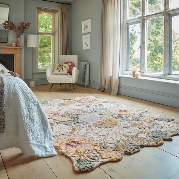 Világos rózsaszín kézi szövésű gyapjú szőnyeg 200x290 cm Daphne Shaped Floral – Flair Rugs-image-1
