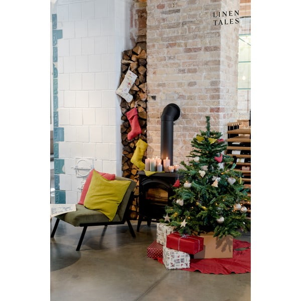 Textil Mikulás zokni Christmas Print Natural – Linen Tales-image-3