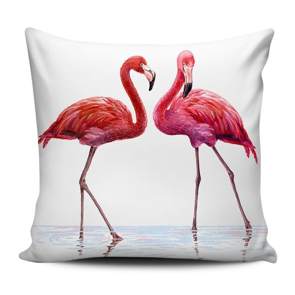 Home de Bleu Talking Flamingos rózsaszín-fehér díszpárna, 43 x 43 cm - Kate Louise