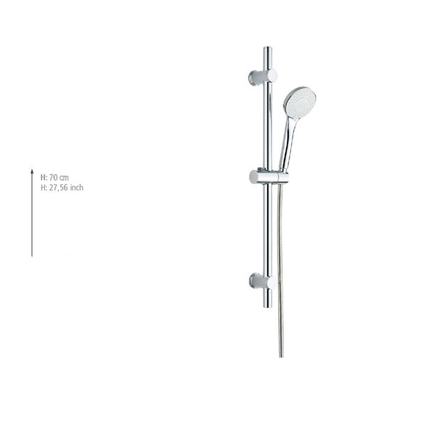 Ezüstszínű rozsdamentes acél zuhanyszett kézi tussal-tolható tartóval 70 cm Uno – Allstar-image-3