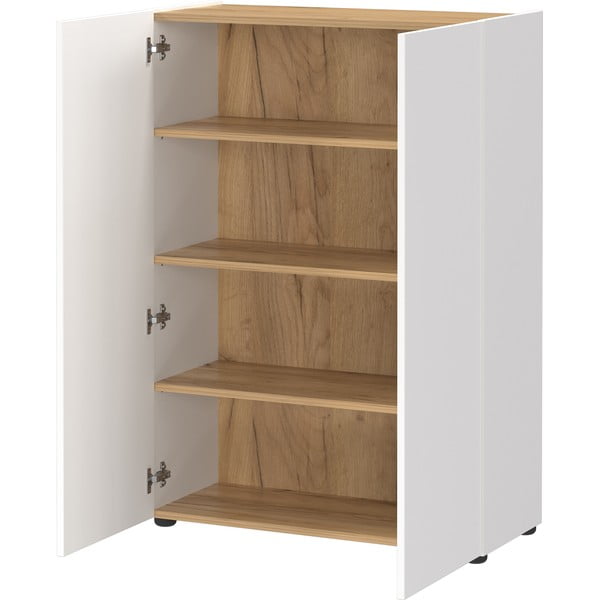 Fehér előszoba bútor tölgyfa dekorral 104x200x33 cm Alviano – Germania-image-3