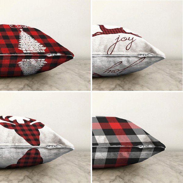 Christmas Tartan 4 db-os karácsonyi zsenília párnahuzat szett, 55 x 55 cm - Minimalist Cushion Covers-image-1