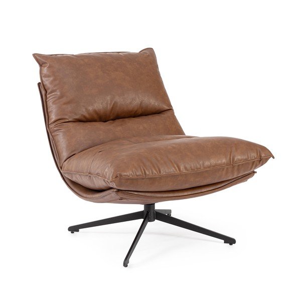 Konyakbarna tárolóhelyes bőrutánzat fotel Alanez – Bizzotto