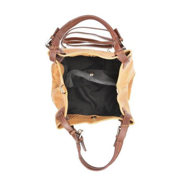 Python Cognac konyakbarna bőr kézitáska - Luisa Vannini-image-3