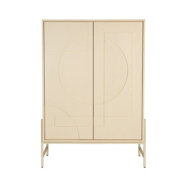 Krémszínű szekrény tölgyfa dekorral 100x140x45 cm Faces – Zuiver