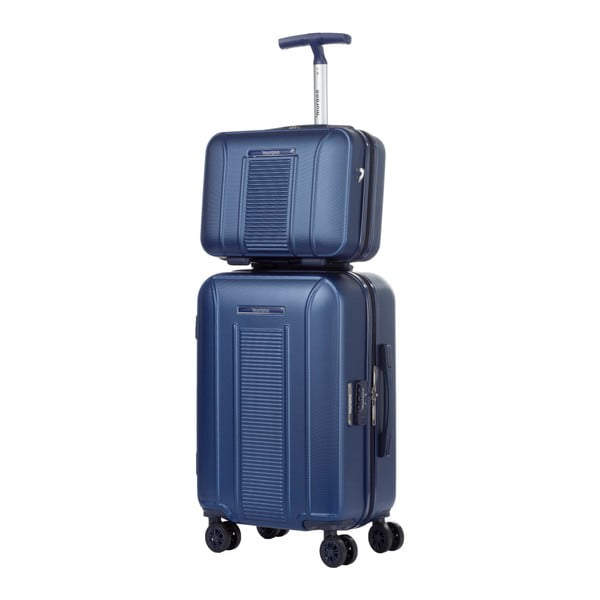 Spider kék kozmetikai táska és gurulós bőrönd szett - Murano
