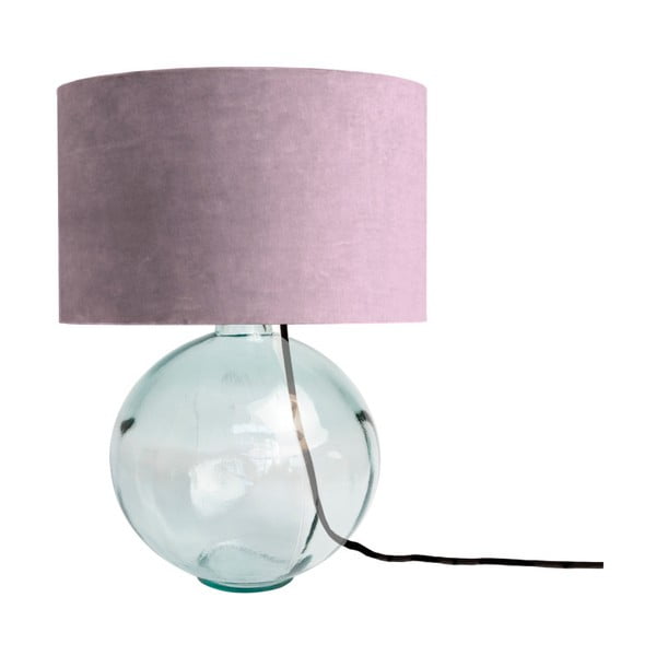 Kézzel fúvott lila üveglámpa bársony lámpaburával, - Velvet Atelier