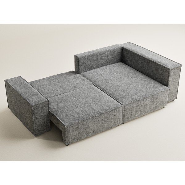 Szürke zsenília kinyitható-tárolóhelyes sarokkanapé (jobb oldali-L alakú) Tonga – Maison de Rêve-image-3