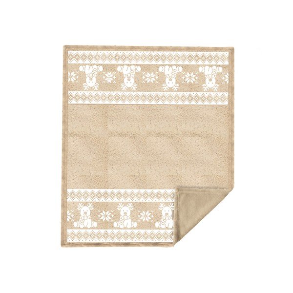 Bézs flanel takaró karácsonyi mintával 130x160 cm XMAS – Tiseco Home Studio