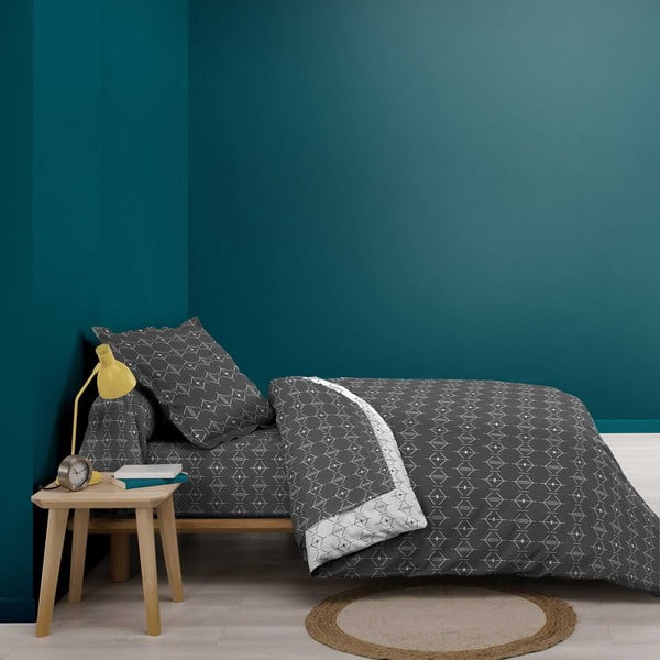 Sötétszürke gumis pamut lepedő 90x190 cm Aristide – douceur d'intérieur-image-1