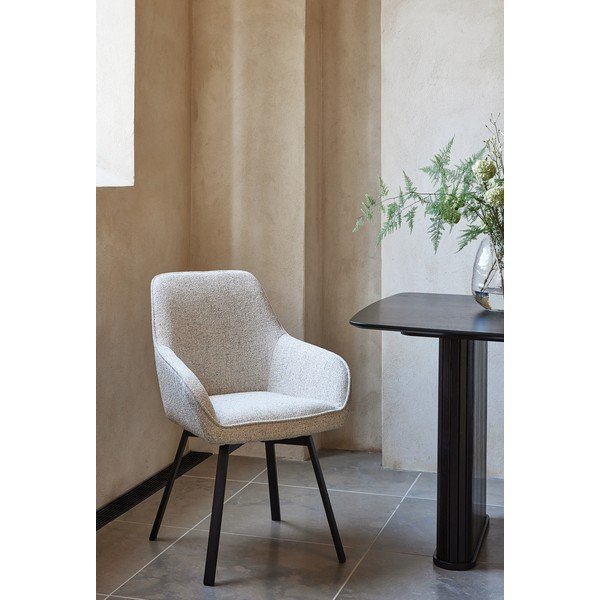 Világosszürke kárpitozott karfás étkezőfotel Alma – Unique Furniture-image-1