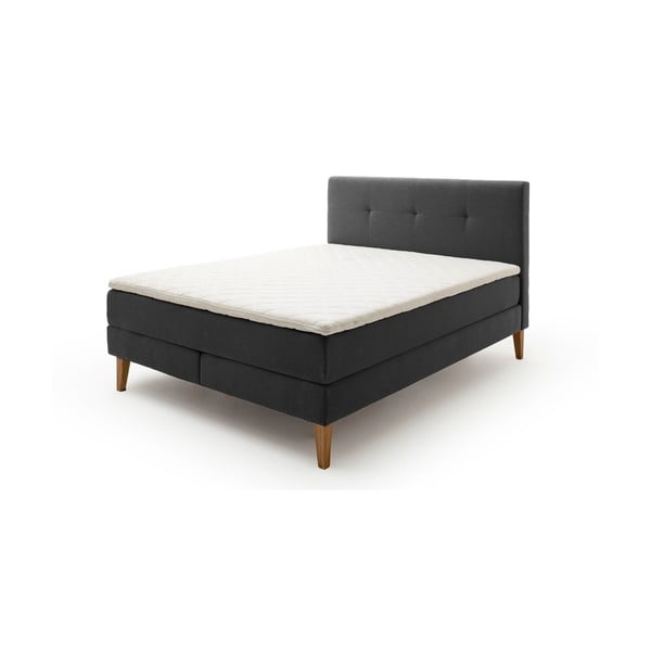 Antracitszürke boxspring ágy 160x200 cm Stockholm – Meise Möbel