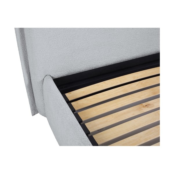 Szürke kárpitozott ágyneműtartós franciaágy ágyráccsal 180x200 cm Armie – Milo Casa-image-4