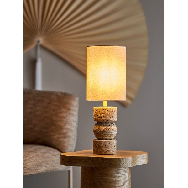 Natúr színű kő asztali lámpa textil búrával (magasság 53 cm) Marci – Bloomingville-image-2