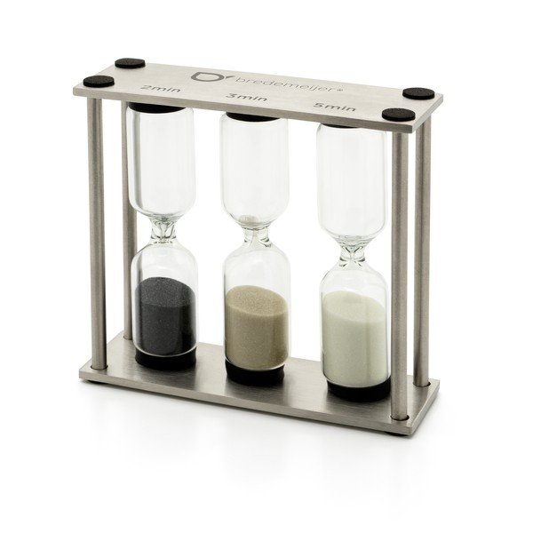 Ezüstszínű homokóra típusú konyhai időmérő Duet – Bredemeijer