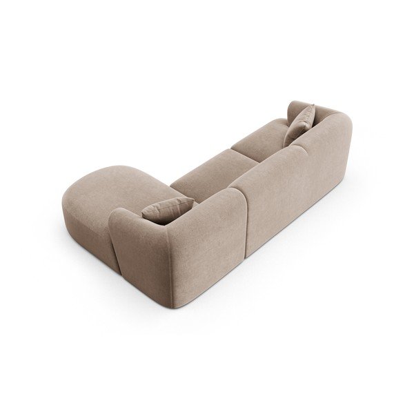 Világosbarna bársony sarokkanapé (jobb oldali-heverő résszel) Campi – Cosmopolitan Design-image-4