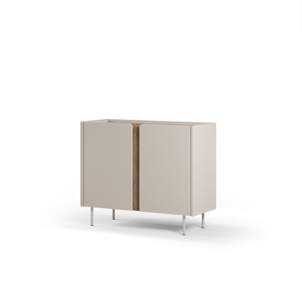 Krémszínű-natúr színű szekrény tölgyfa dekorral 100x82,5x40 cm Lucile – Marckeric-image-4