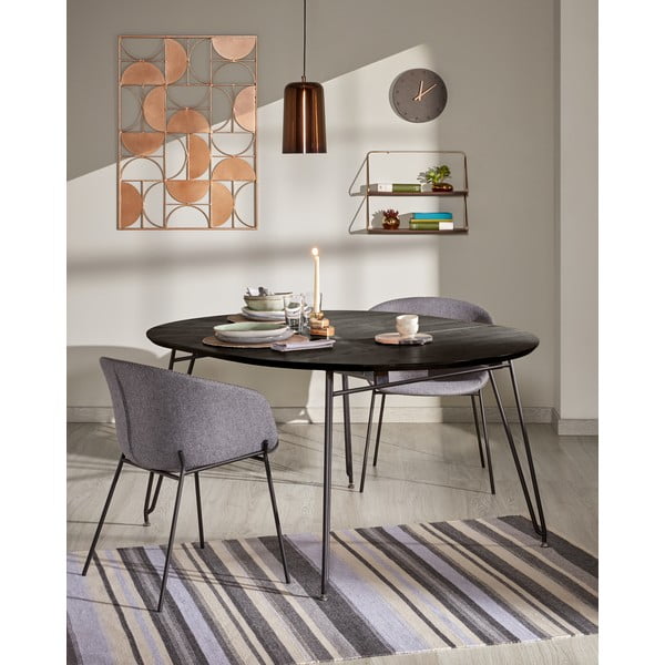 Kerek bővíthető étkezőasztal kőrisfa dekoros asztallappal ø 120 cm Norfort – Kave Home-image-1