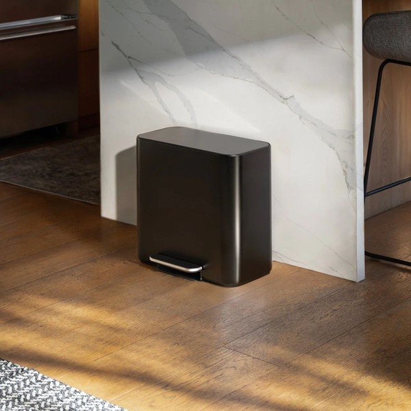 Matt fekete acél szelektív-pedálos szemetes 15 l Dual Mini – simplehuman-image-2