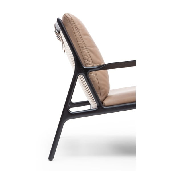 Fekete-bézs bőr fotel Dedo – Gazzda-image-4
