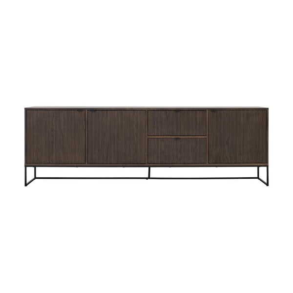 Sötétbarna alacsony komód tölgyfa dekorral 235x76 cm Bali – Tenzo