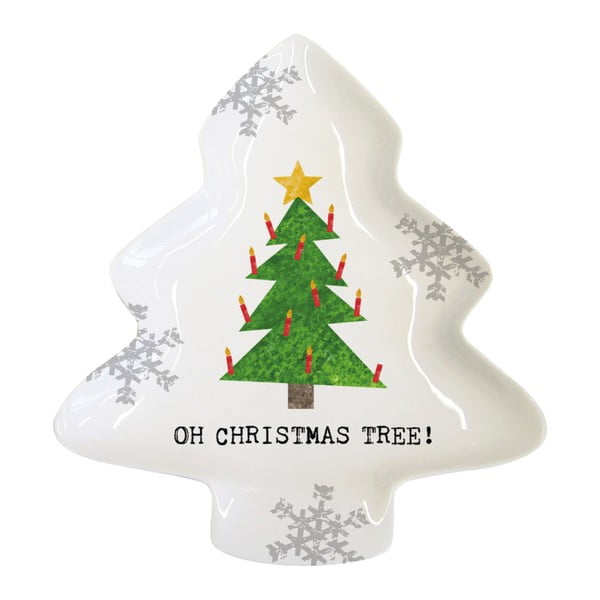Oh Christmas Tree porcelán dekorációs tál karácsonyi motívummal, 19,5 x 23 cm - PPD