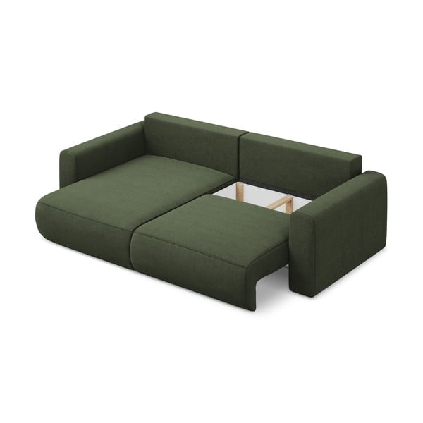 Khaki kinyitható-tárolóhelyes sarokkanapé (bal oldali-heverő résszel) Kapua – Makamii-image-3