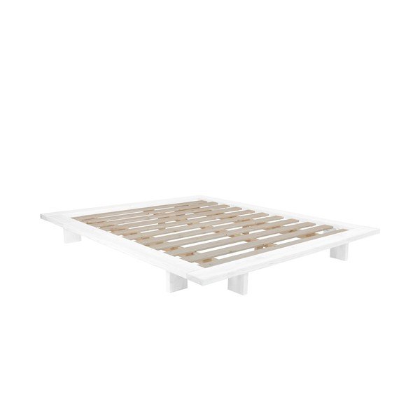 Japan Comfort Mat White/Natural borovi fenyőfa franciaágy matraccal, 140 x 200 cm - Karup Design-image-3