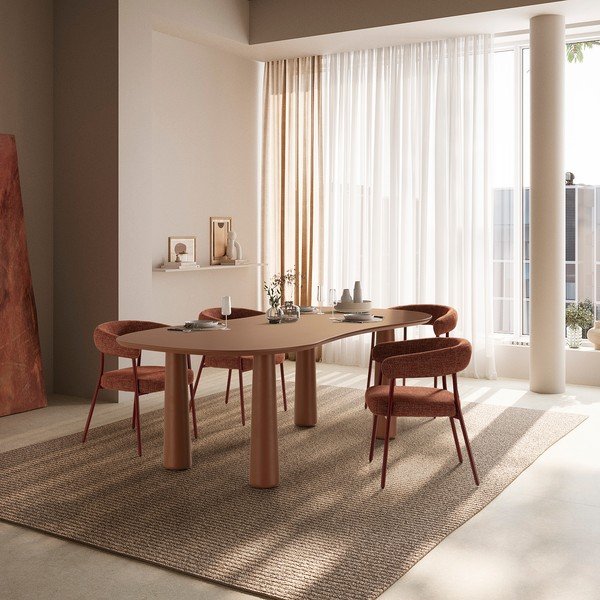 Terrakotta színű kárpitozott karfás étkezőfotel szett 2 db-os Yuri – MOME-image-1