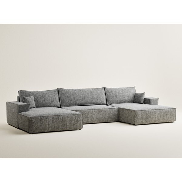 Szürke zsenília kinyitható-tárolóhelyes sarokkanapé (U alakú) Kyoto – Maison de Rêve-image-2