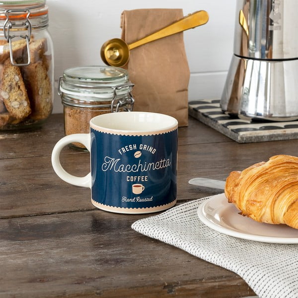 Sötétkék-krémszínű kerámia bögre 350 ml Macchinetta – Rex London-image-1