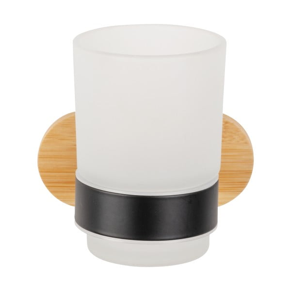 Fekete-natúr színű öntapadós üveg fogkefetartó pohár Orea Bamboo – Wenko-image-4