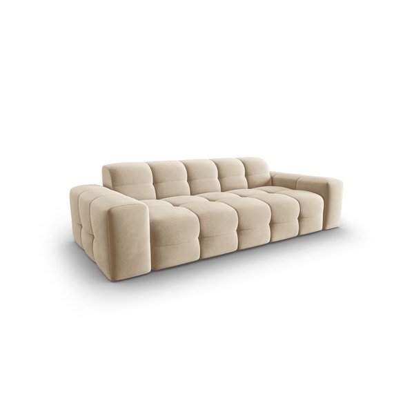 Bézs bársony kanapé 222 cm Kendal – Micadoni Home-image-3