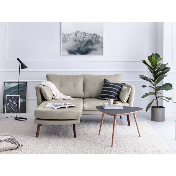 Elena világosbézs háromszemélyes kanapé, fekvőfotellel a bal oldalon - Mazzini Sofas-image-1