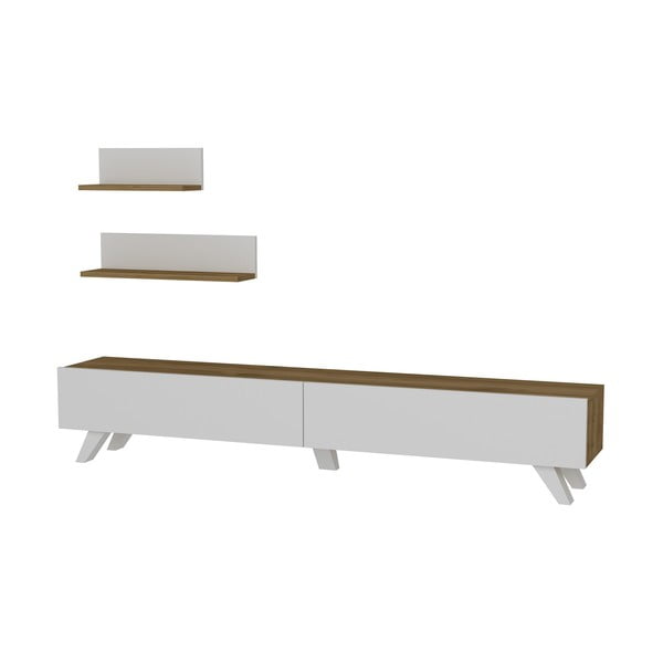 Fehér-natúr színű nappali bútor szett diófa dekorral 60x14,5 cm Amerika - Kalune Design